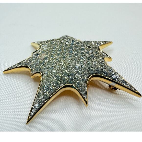 Vintage Jomaz Pavé Rhinestone Supernova Starburst Brooch Pin - Picture 3 of 9